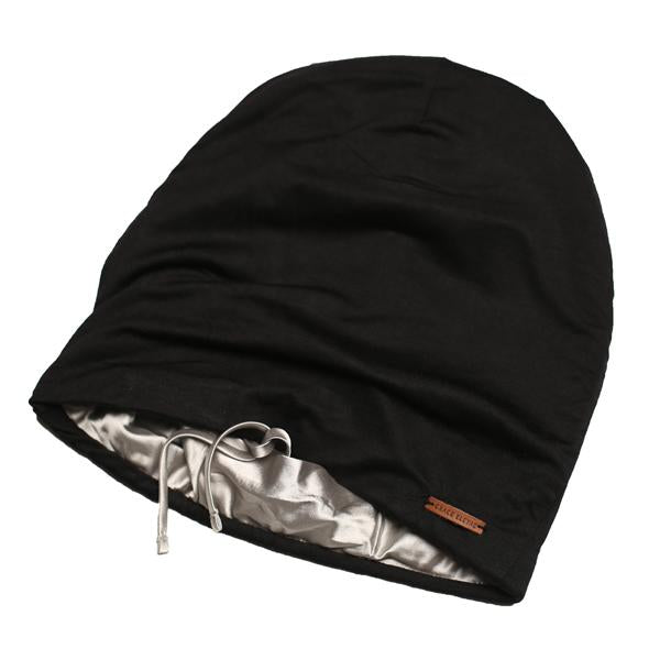 Grace Eleyae Black Adjustable Slap Satin-Lined Cap Sleep Cap